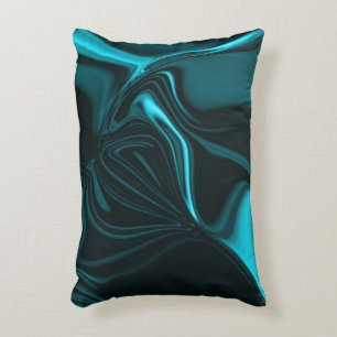 Curves in dark turquoise blue, deep sky or cyan accent pillow