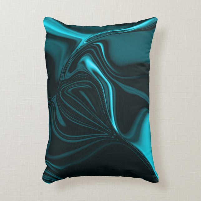 Curves in dark turquoise blue, deep sky or cyan accent pillow (Front(Vertical))