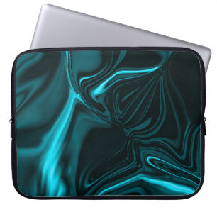 Curves in dark turquoise blue, deep sky or cyan laptop sleeve