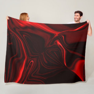 Curves in metallic red, and deep red parts fleece blanket