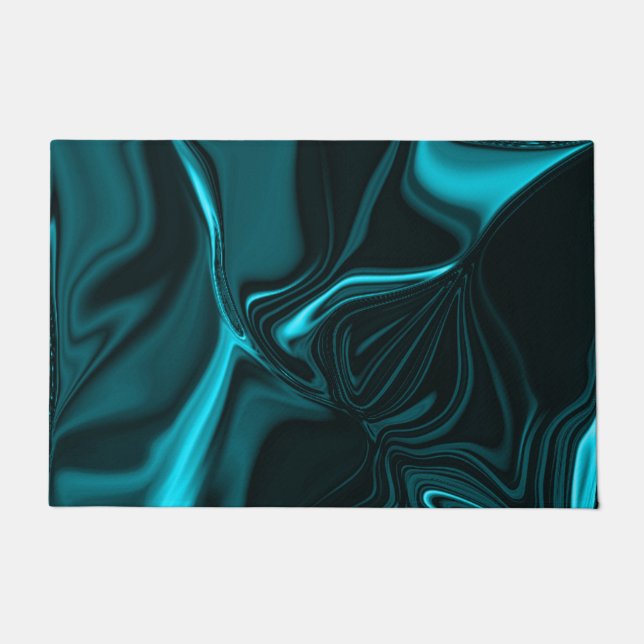 Curves in turquoise blue, deep sky or cyan. doormat (Front)