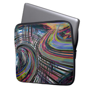 Curves looking like space road, colourful notched  laptop sleeve