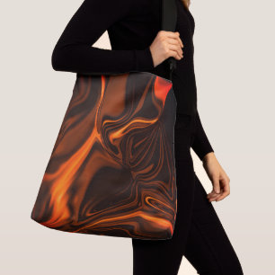 Curves or undulations coral, over dark fund crossbody bag