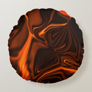 Curves or undulations coral, over dark fund round pillow