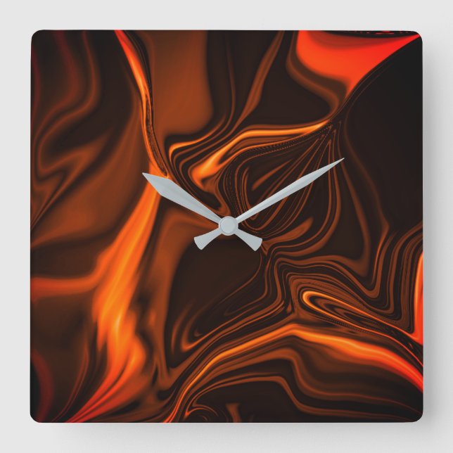 Curves or undulations coral, over dark fund square wall clock (Front)