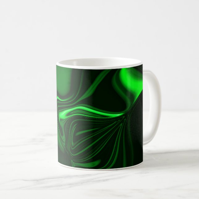 Curves or undulations green metallic, deep dark coffee mug (Front Right)