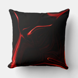 Curves, undulation in red darkest, black fund. throw pillow