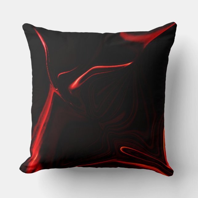 Curves, undulation in red darkest, black fund. throw pillow (Front)