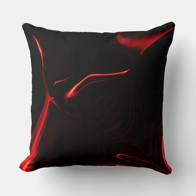 Curves, undulation in red darkest, black fund. throw pillow (Front)