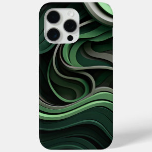 Curvilinear abstract in green and grey iPhone 15 pro max case