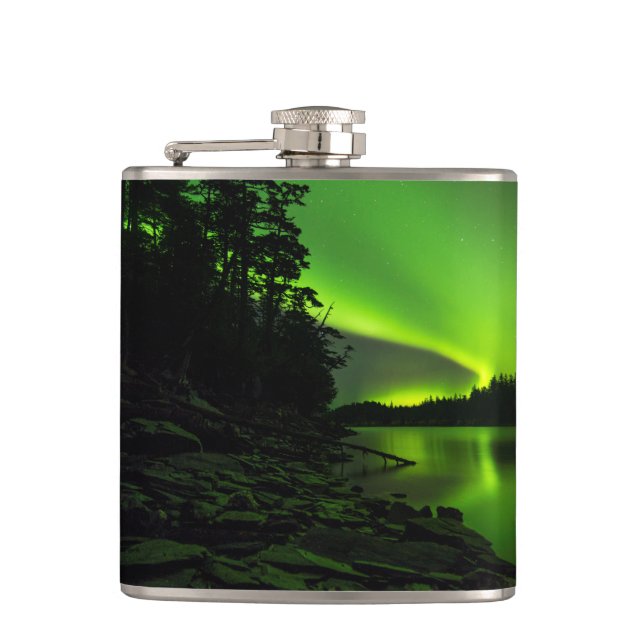 Curving Aurora Hip Flask (Front)