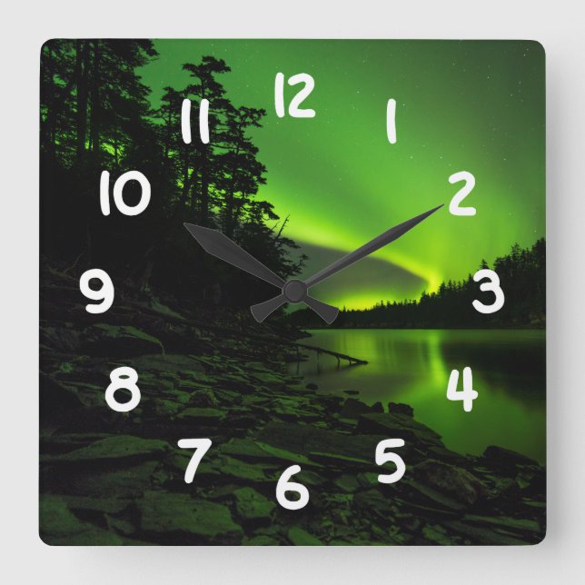 Curving Aurora Square Wall Clock (Front)