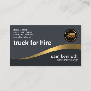 Curving Faux Gold Wave Elegant Grey Truck Driver Business Card