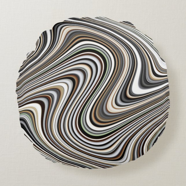 Curvy Abstract Shapes Round Pillow (Front)