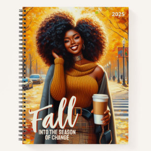 Curvy African American Woman in Cozy Fall Attire Notebook