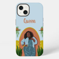 Curvy, Black Woman, Houseplants, Mustard & Blue