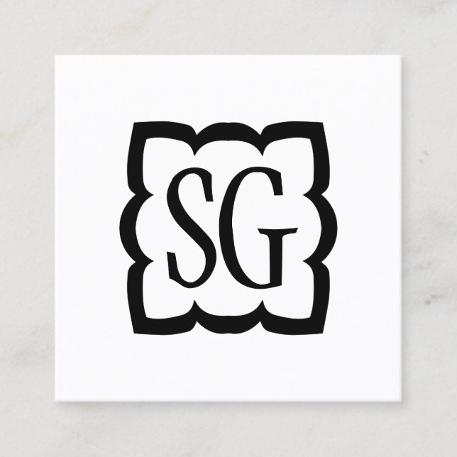Curvy Box 03 - Initials Square Business Card (Front)