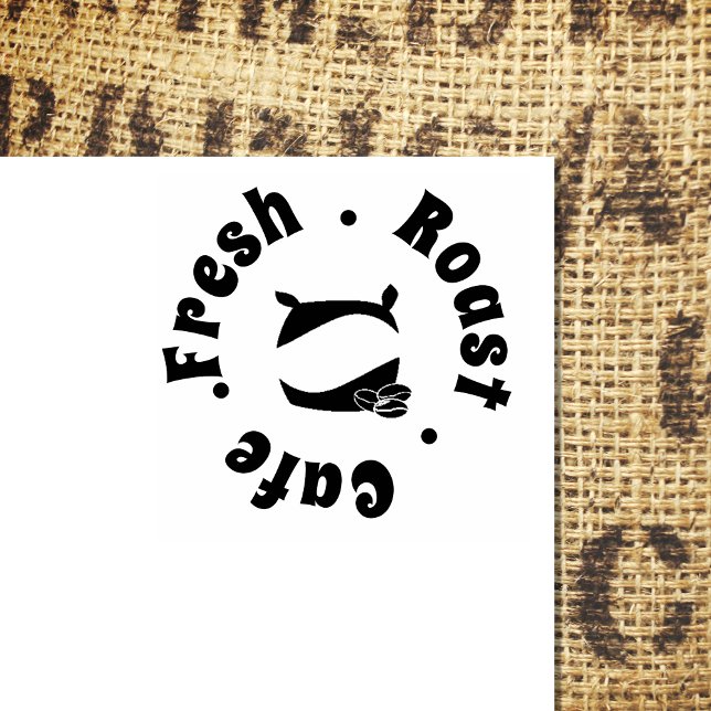 Curvy Coffee Bag & Coffee Beans Logo Rubber Stamp (Creator Uploaded)