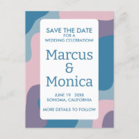 Curvy Colourful Stripes Retro Custom Save the Date