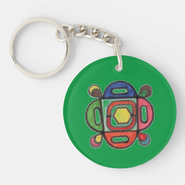 Curvy Fun Circular Acrylic Double Sided Keyring (Front)
