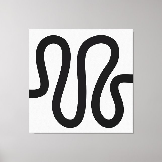 Curvy Line 01a - Black on White Canvas Print (Front)