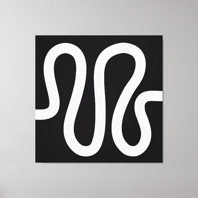 Curvy Line 01a - White on Black Canvas Print (Front)