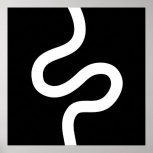 Curvy Line 02 - White on Black Poster