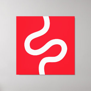Curvy Line 02 - White on Red Canvas Print