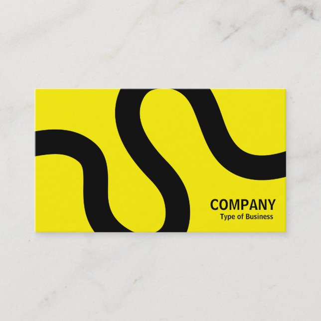 Curvy Line 02a - Black on Yellow Business Card (Front)