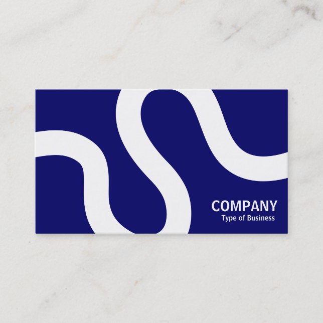 Curvy Line 02a - White on Dark Blue Business Card (Front)