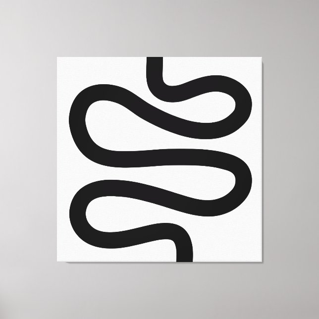 Curvy Line - Black on White Canvas Print (Front)