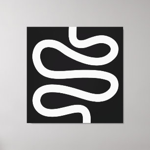 Curvy Line - White on Black Canvas Print