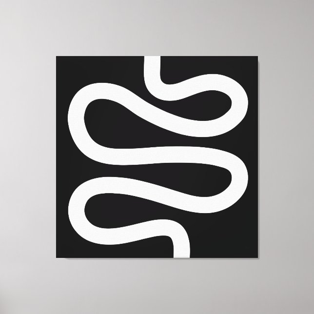 Curvy Line - White on Black Canvas Print (Front)