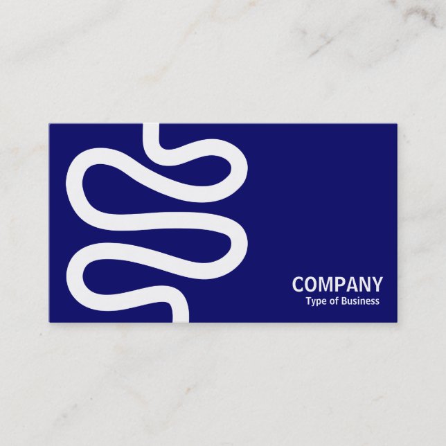Curvy Line - White on Dark Blue Business Card (Front)