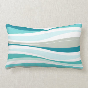 Curvy Lines aqua designer Lumbar Pillow