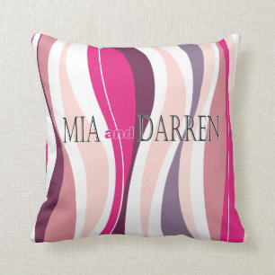 Curvy Lines fuschia designer Throw Pillow