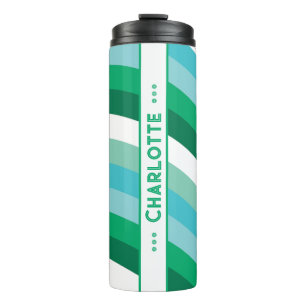 Curvy Stripe in Green Personalized Thermal Tumbler