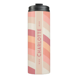 Curvy Stripe in Sunset Earth Personalized Thermal Tumbler