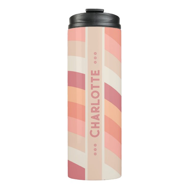 Curvy Stripe in Sunset Earth Personalized Thermal Tumbler (Front)