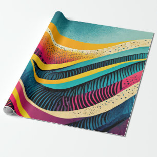 Curvy textures in vivid colours wrapping paper