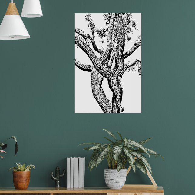 Curvy Tree in Black And White Poster Art (Living Room 1)
