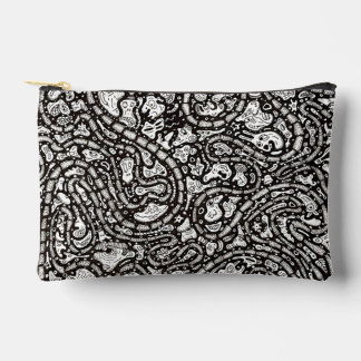 Curvy Twisty Cartoon Weird Faces Design Accessory Pouch