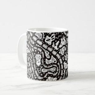 Curvy Twisty Cartoon Weird Faces Design Coffee Mug