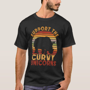 Curvy Unicorns Support Rhinoceros Retro Animal Rig T-Shirt