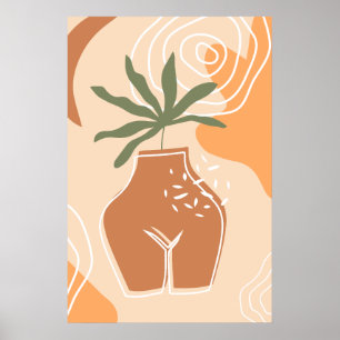 Curvy Vase Abstract Boho Art Print Poster 