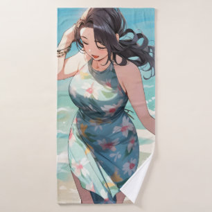 Curvy Woman on Beach Bath Towel