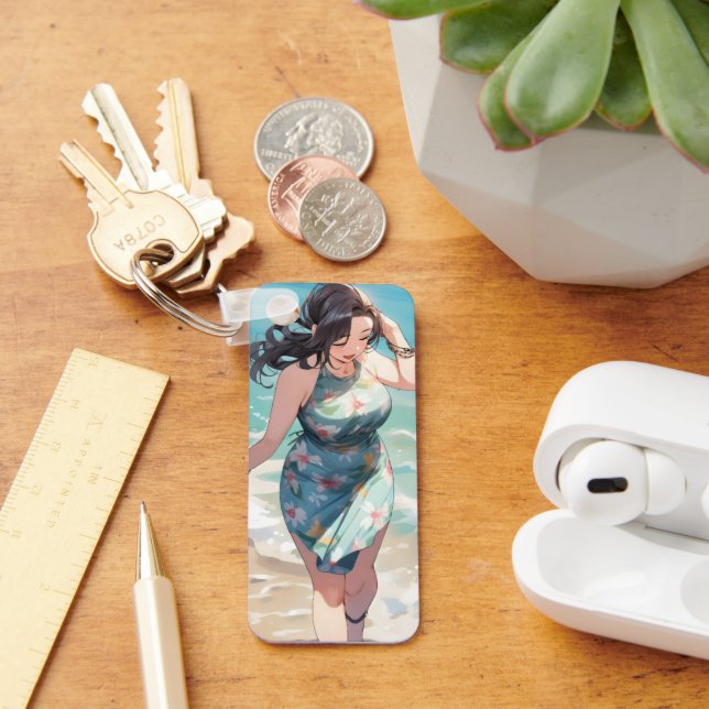 Curvy Woman on Beach Keychain (Desk)