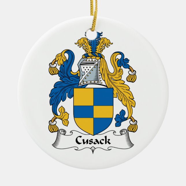 Cusack Family Crest Ceramic Ornament (Front)