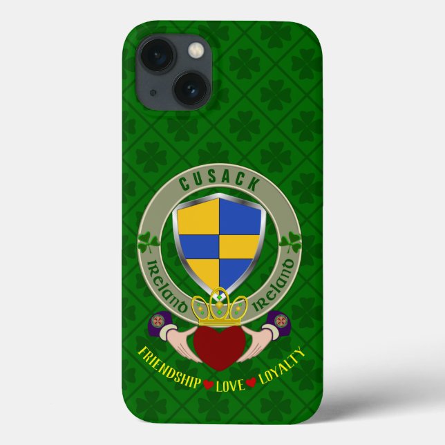 Cusack Irish Shield & Claddagh Personalized     Case-Mate iPhone Case (Back)