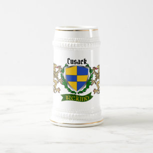 Cusack Irish Shield Personalized Beer Stein